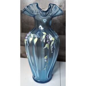 Fenton 1999 7682 LH 11" Melon Vase with Bellflowers